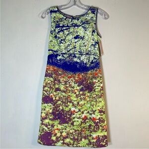 NWT. PHOEBE COUTURE 6 Print Tank Dress in Blue Multi.
